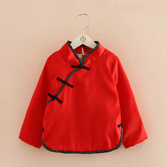 Child Thickening Traditional Chinese Year Style Ethnic Tang Jacket Coat For Kids Baby Girls