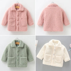 Autumn Plush Girls Jacket Long Sleeve Keep Warm Outerwear Christmas Princess Coat