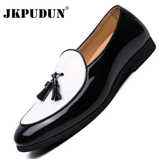 Tassel Leather Shoes Men Loafers Casual Slip on Men Dress Shoes Italian Wedding Formal Shoes Breathable Party Shoes Moccasins