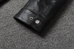 Genuine Leather Jacket Men Vintage Natural Cowskin Coat