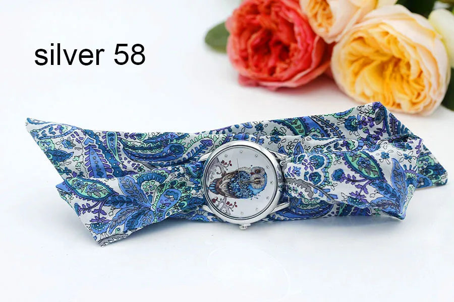 Shsby New Ladies Cloth Wristwatch Fashion Women Dress Watch High Quality Silver  Quartz Watch Sweet Girls Watch Fabric Clock
