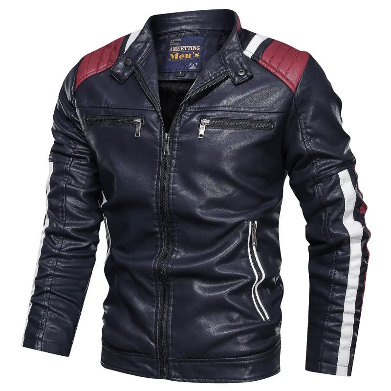 Mens Vintage Motorcycle Jacket Men Fashion Biker Leather Jacket Male