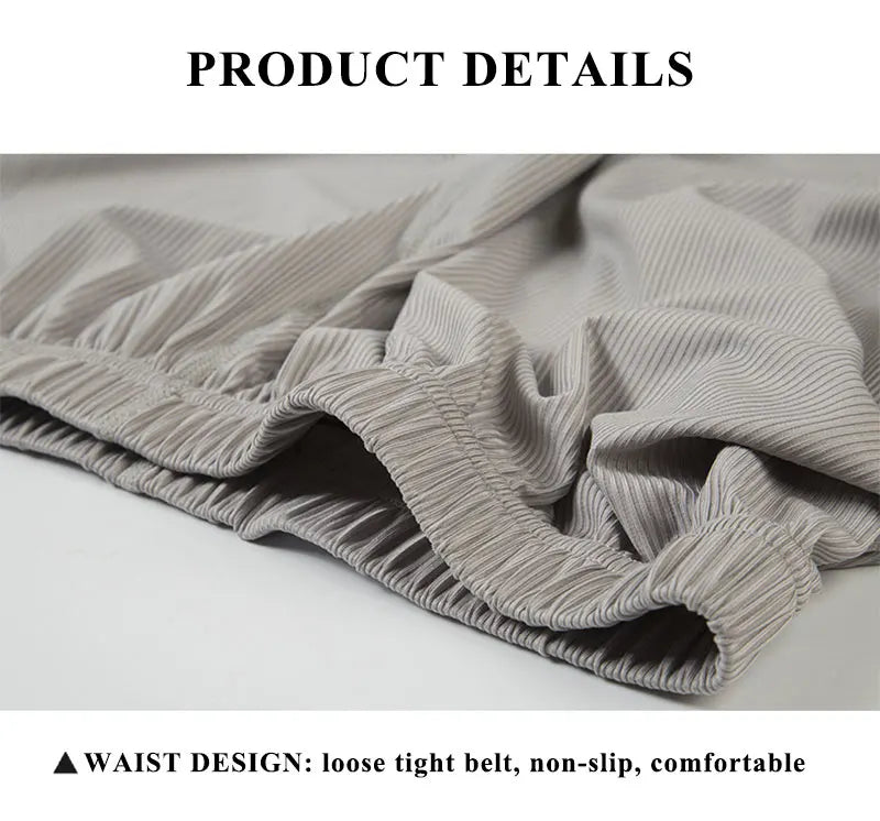 Plus Size Ice Silk Cool Summer Men Sleepwear Shorts Sexy Underwear Nightwear Comfortable Loose Sports Man Sleep Bottoms Homewear