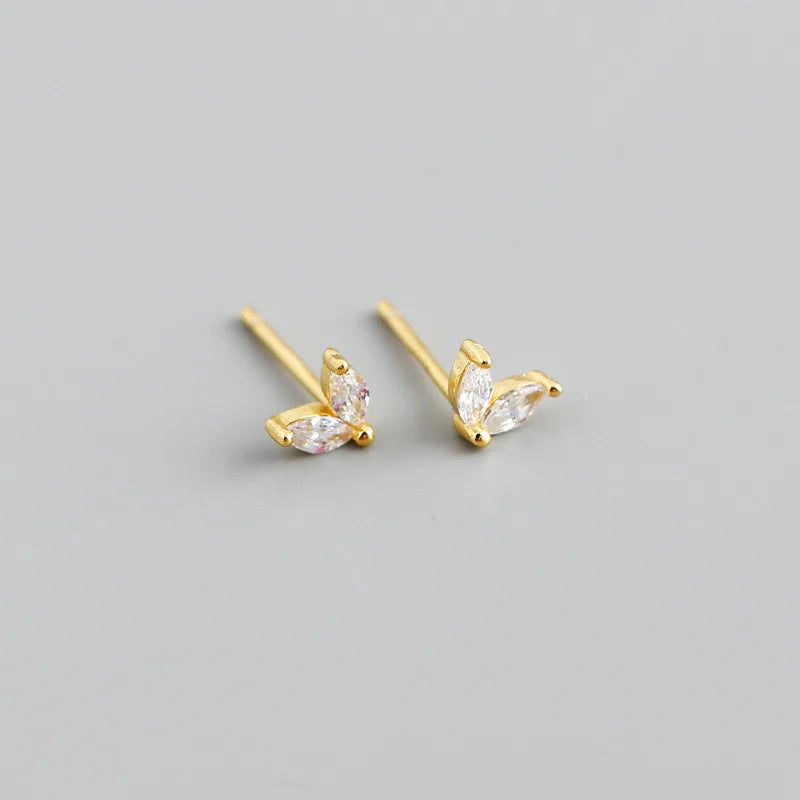 WANTME 925 Sterling Silver Fashion Korean Chic Blue Horse Eye Zircon Stud Earrings for Women Teen Simple Color Piercing Jewelry
