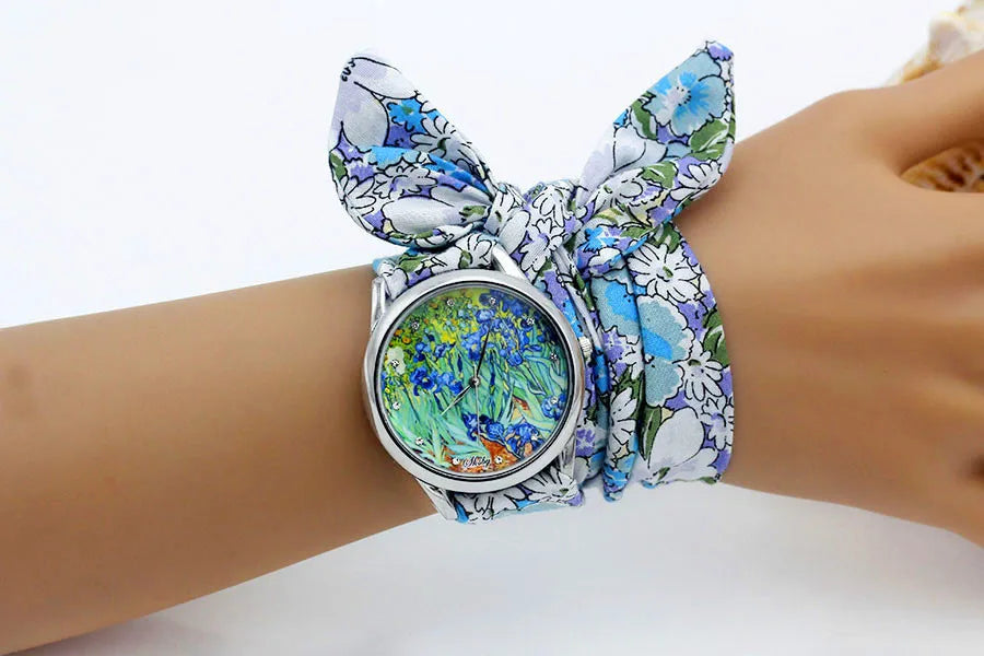 Shsby New Ladies Cloth Wristwatch Fashion Women Dress Watch High Quality Silver  Quartz Watch Sweet Girls Watch Fabric Clock