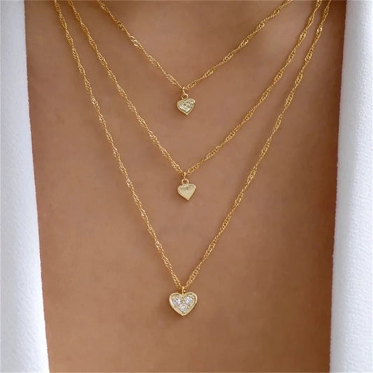 Bls-miracle Boho Fashion Gold Color Heart-Shaped Necklace For Women Trendy