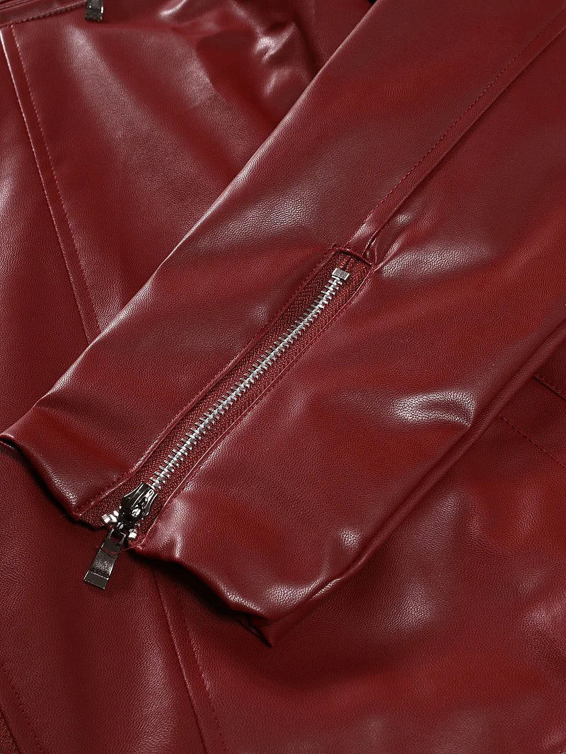 Spring Autumn Fashion Men Streetwear Black PU Leather  Jacket Mens Zipper Hip Hop