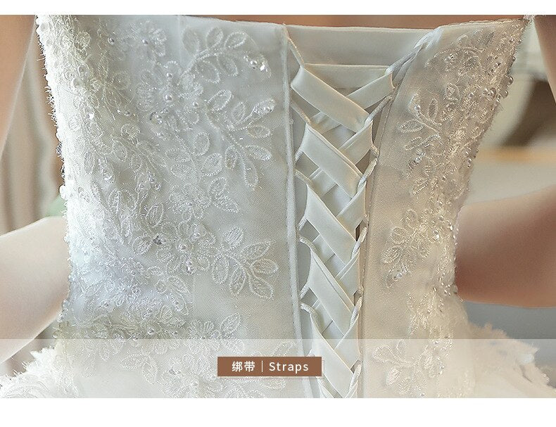 Wedding Dress Bride White Flower Dress Tube Top Lace