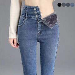 High-quality Winter Thick Fleece High-waist Warm Skinny Jeans