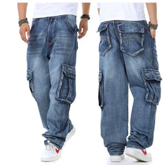 Men Jeans Baggy Hip Hop Jeans Multi Pockets Skateboard Jeans For Men Tactical