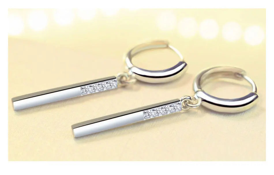 ZDADAN 925 Sterling Silver Long Drop Earrings For Women Fashion Wedding Party Jewelry Gift