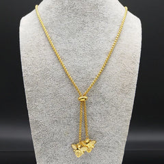 Fashion Bee Stainless Steel Long Necklace for Women Gold Color Statement Necklace