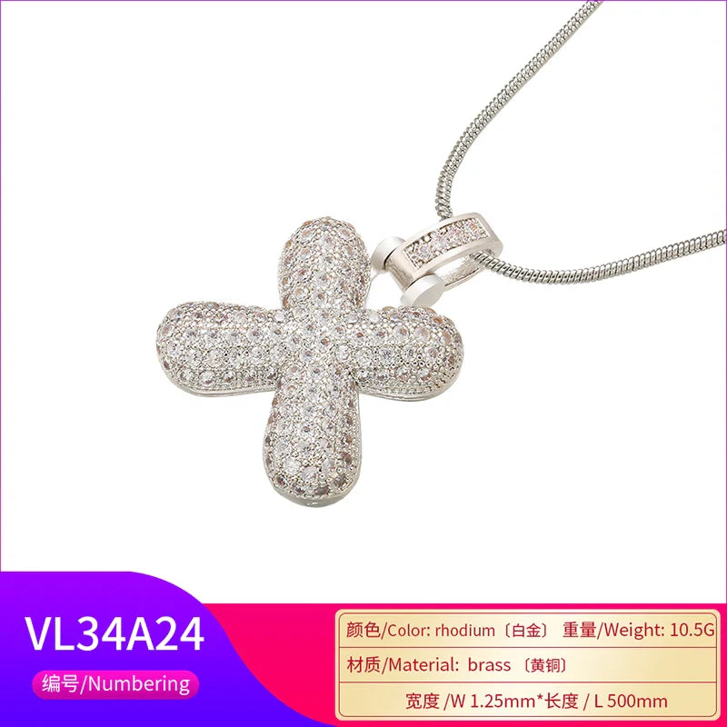 ZHUKOU 1.25x500mm Fat and lovely crystal brass silver color  letter necklace for women friends birthday gift model: VL34