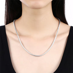 925 Sterling Silver 16/18/20/24/22/24/26/30 Inch 3mm Snake Chain Necklace For Woman