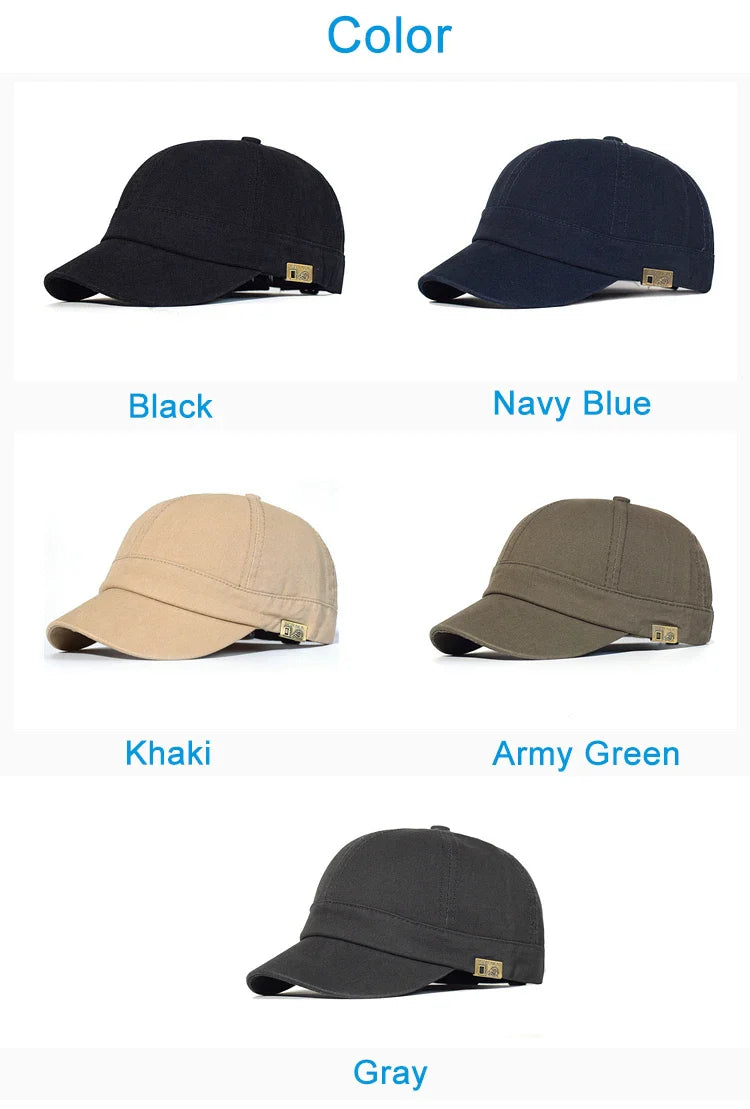 Short Brim Baseball Cap Cotton Men Women Soft Vintage Dad Hat Adjustable Trucker Style Low Profile Caps