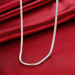 925 Sterling Silver 16/18/20/24/22/24/26/30 Inch 3mm Snake Chain Necklace For Woman