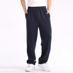 Men Plus Size Pants Solid Baggy Loose Elastic Pants Cotton Sweatpants Casual Pants