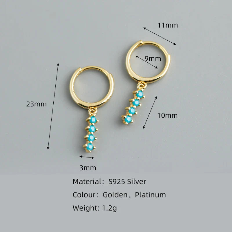 WANTME New Arrival Fashion Korean Blue Zircon Spike Geometric Stud Earrings for Women Real 925 Sterling Silver Gothic Jewelry
