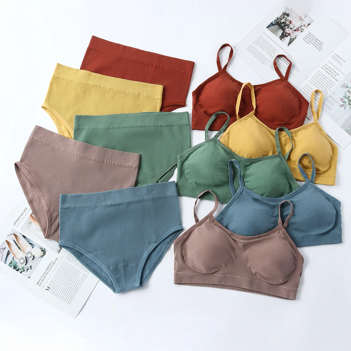 Women Underwear Seamless Bra Set High Waist Panties