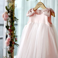 Baby Girl Princess Tulles Dress Sleeveless Infant Toddler Girl Vintage Bow Vestido Pink