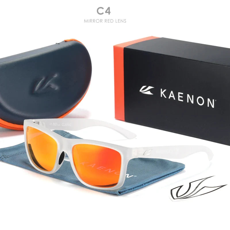 KAENON Square Polarized Sunglasses Men TR90 Flexible Sports Sun Glasses For Women Real Coating Lens With Original Box