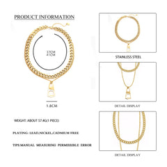 Stainless Steel Necklace Gold Plated Necklaces For Women Punk Style Geometric