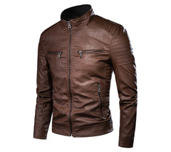 Men's Jacket Fashion Mens Vintage Leather Jackets Casual Men Faux Leather