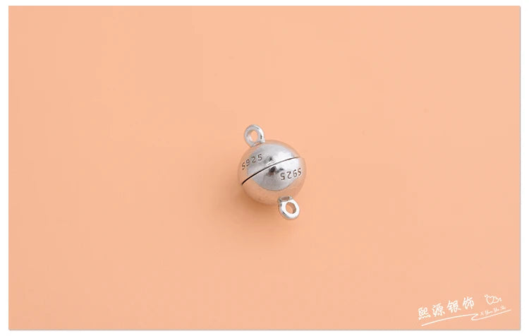 S925 sterling silver ball magnet clasp DIY bracelet double ring magnetic clasp