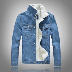 Men Winter Solid Casual Jacket Men's Bomber Denim Jacket Fashion Jean