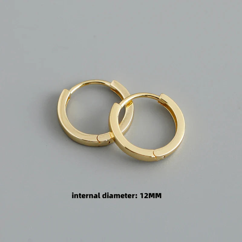 WANTME 925 Sterling Silver Minimalist Punk Rock Circle Hoop Earrings for Women Men Goth Piercing Ear Buckle Charm Fine Jewelry