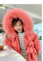 Padded Winter Girls Jacket Baby Girls Coat Kids Hooded Warm Outerwear Girls Clothes