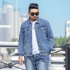 Oversized Men's Denim Jacket Autumn Cotton Jean Coats Loose Fashion