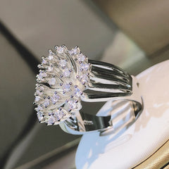 925 sterling silver glittering zircon dandelion ring ladies three claw zircon ring party