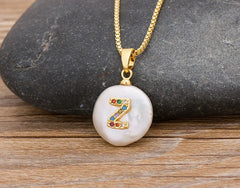 Fashion Initial Alphabet A-Z Letters Natural Freshwater Pearl Pendant Necklace