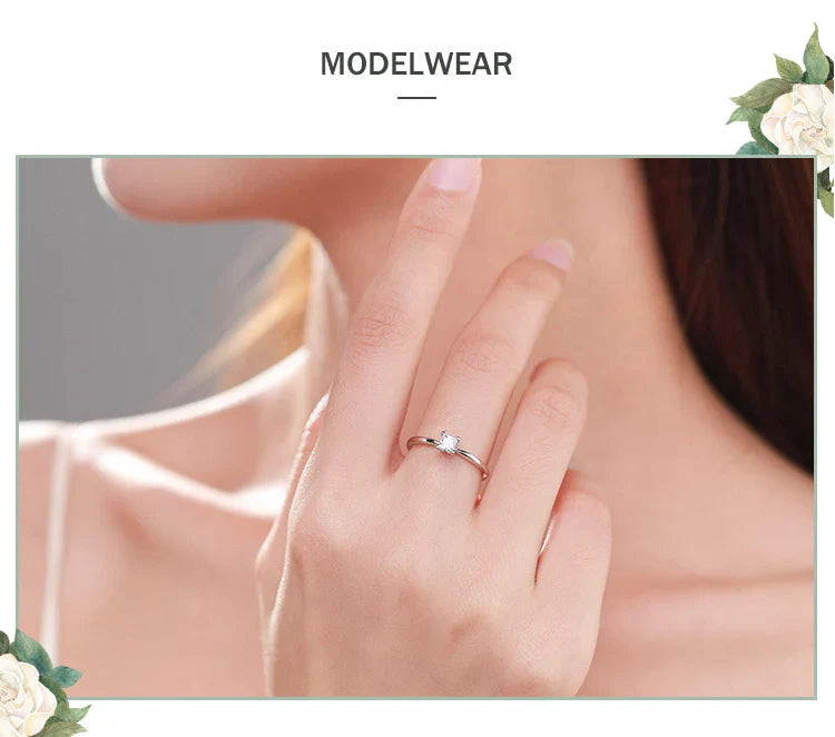 Ailmay High Quality Fashion Shiny Clear Zircon Wedding Female Finger Ring For Women Simple Square Ring Fine Jewelry