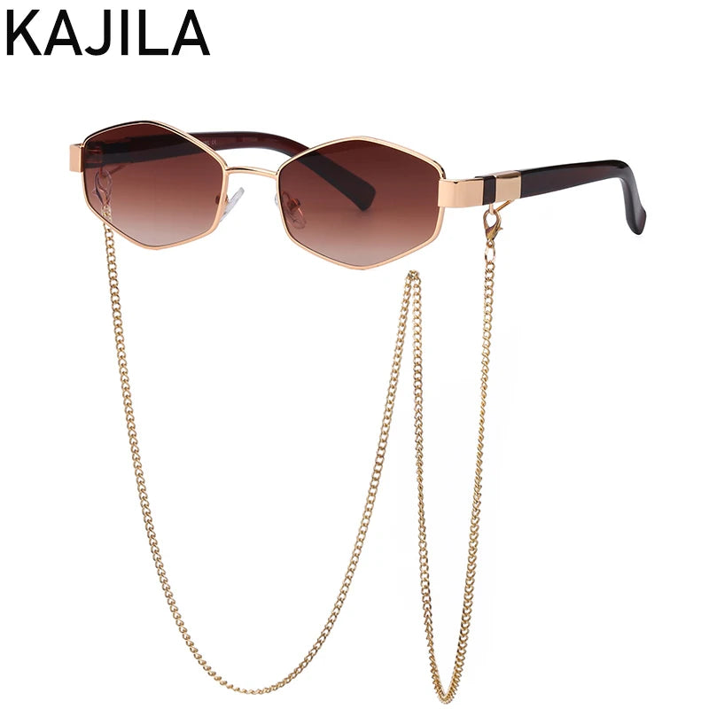 Sunglasses Women With Chain Brand Designer Punk Sun Glasses