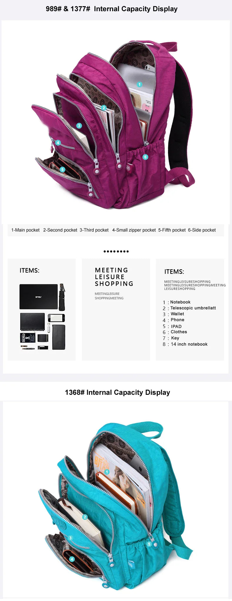 TEGAOTE Aesthetic School Backpacks for Teenagers Girl 2024 Nylon Waterproof Travel BackPack Purse Women Laptop Bagpack Mochila