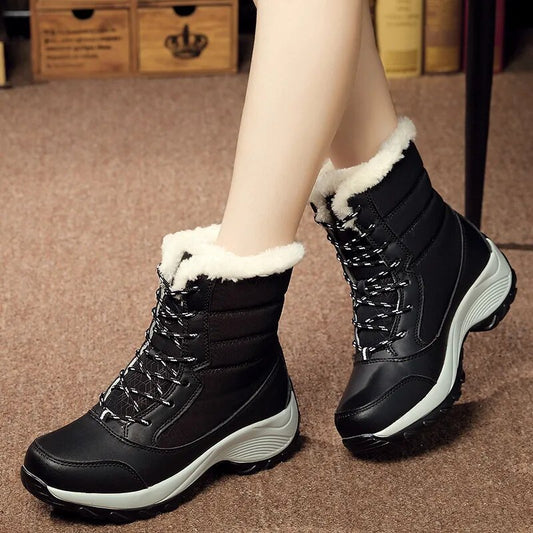 Women's Shoes Winter Fashion Ankle Boots Women Keep Warm Female Lace Up
