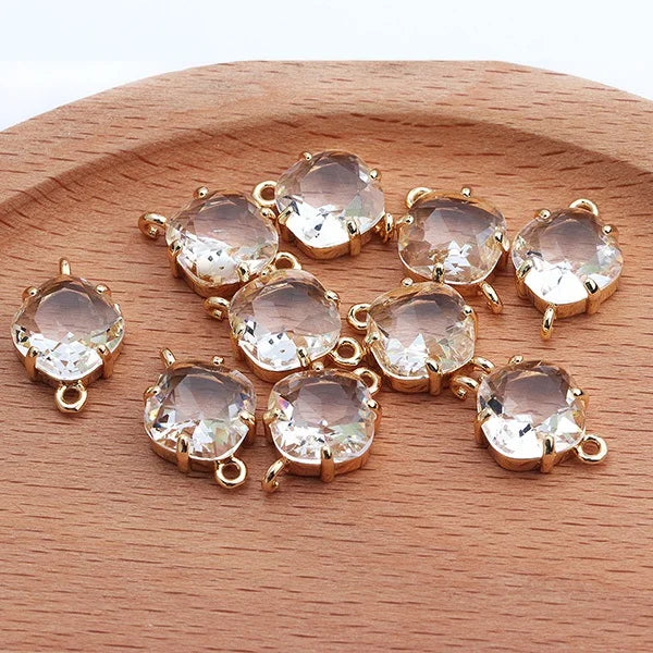 GUFEATHER,10pcs/lot,M438,jewelry accessories,diy bracelet,copper metal,hand made,glass pendant,charms,jewelry making,diy earring