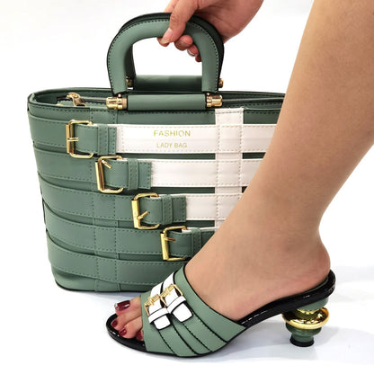 Italian design Shoes with Matching Bags Set Decorated