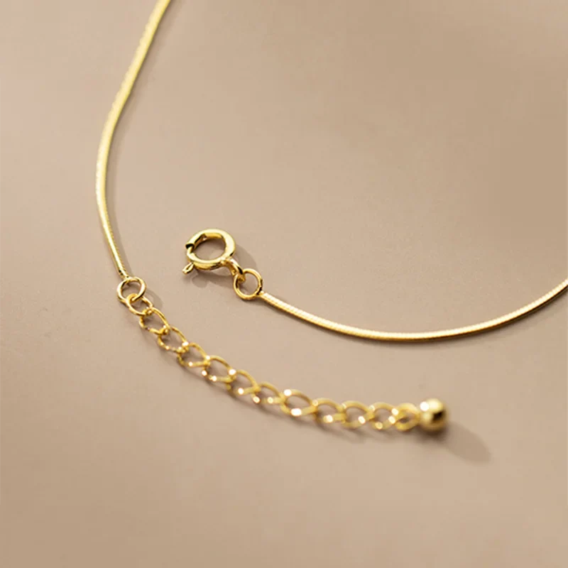 WANTME 925 Sterling Silver Minimalist Glossy Snake Bone Chain Charm Bracelet for Women Fashion Party Wedding Bangle Jewelry Gift