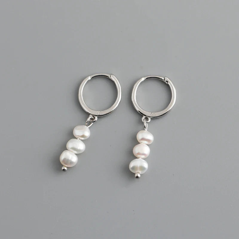 WANTME Real 925 Sterling Silver Natural Freshwater Baroque Pearl Stud Earrings for Women Bohemian Charming Jewelry Trend 2021