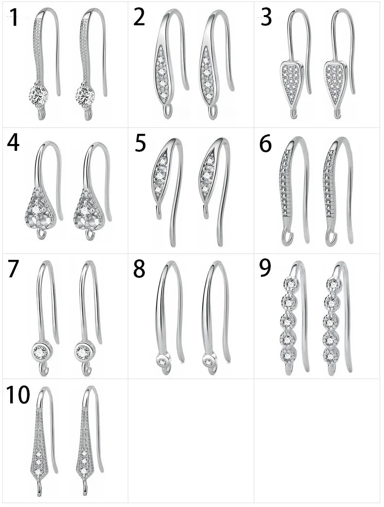 TrustDavis Real 925 Sterling Silver Fashion Dazzling CZ Opening Handmade Ear Hook Earring DIY Accessories Fine Jewelry HY365