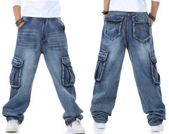 Men Jeans Baggy Hip Hop Jeans Multi Pockets Skateboard Jeans For Men Tactical