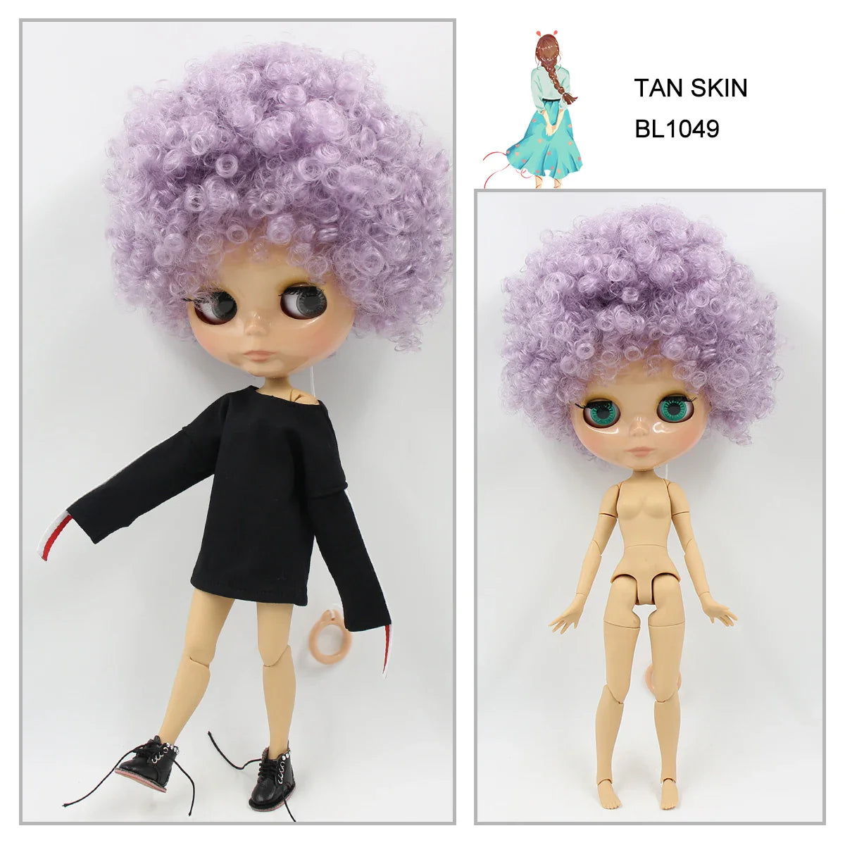 ICY DBS Blyth doll 1/6 bjd joint body tan skin doll glossy face 30cm toy random eyes colors