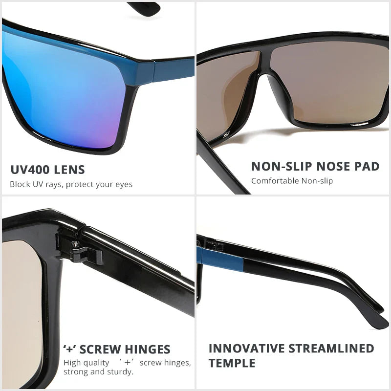 KDEAM Flynn Style Sunglasses Men Plus Shape Outdoor Anti-reflective Sun Glasses Women with Peanut Box