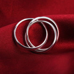 925 Sterling Silver Rings For Women Simple three circles size 5/6/7/8/9/10 Fashion Party