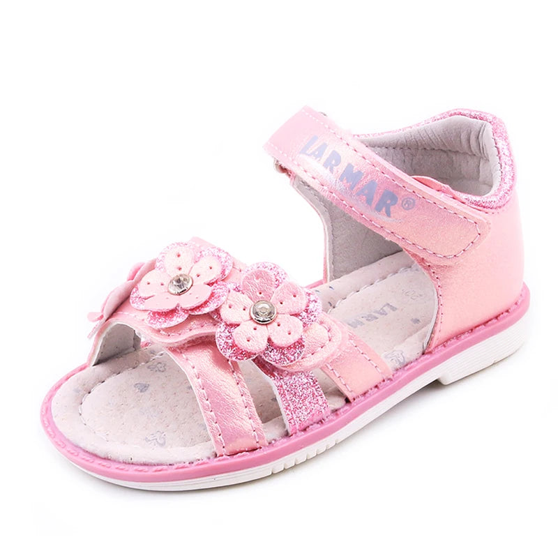 Summer Kids Sandals for Girls Baby Sandals Soft Leather Flowers Princess