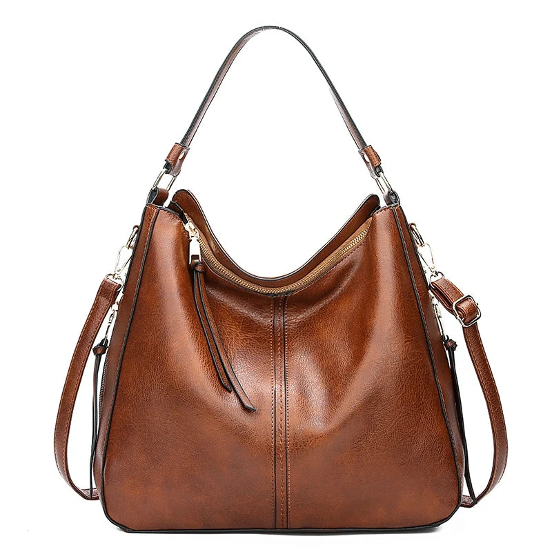 Hobo Bag Leather Women Handbags Female Leisure Shoulder Bags