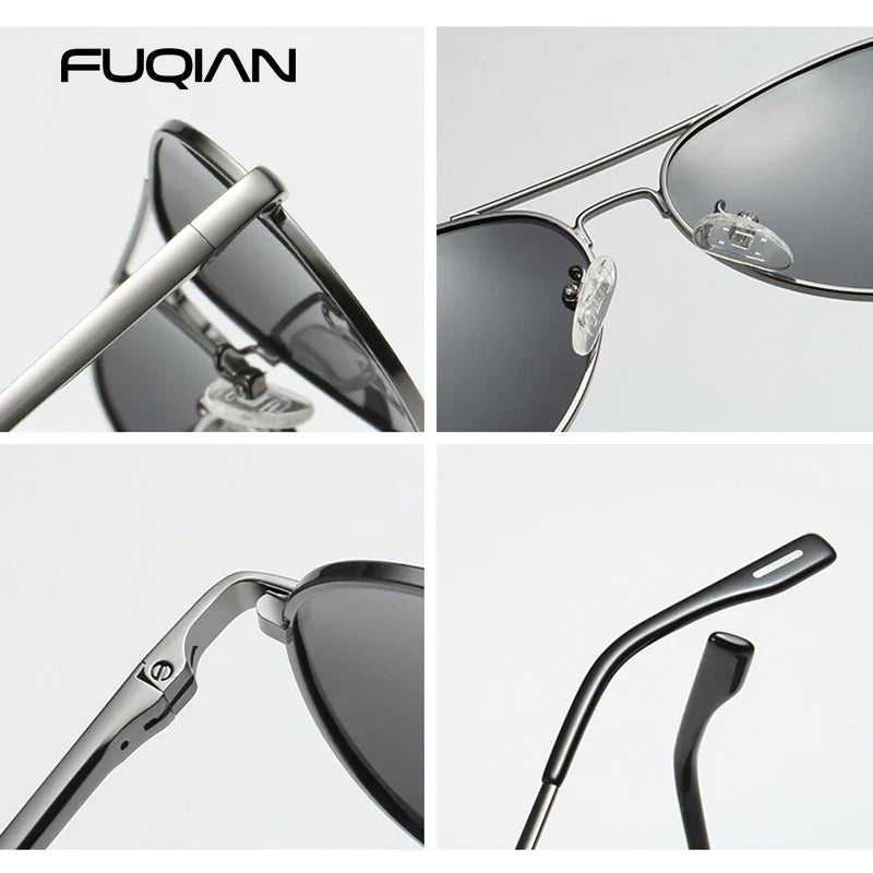 Classic Big Pilot Polarized Sunglasses Men Luxury Metal Black Aviation Sun Glasses Male Fashion Driving Vacation Shades UV400